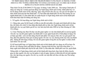 Chỉ thị 14/2004/CT-UB triển khai thực hiện Chỉ thị 09/2004/CT-TTg nâng cao năng lực hiệu quả hoạt động Ngân hàng chính sách xã hội