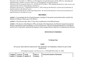 Decision No.12/2004/QD-BTS of May 24, 2004 promulgating the list of legal documents which cease to be effective