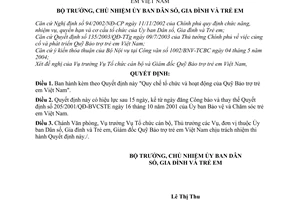 Quyết định 01/2004/QĐ-DSGĐTE Quy chế tổ chức hoạt động Quỹ Bảo trợ trẻ em Việt Nam