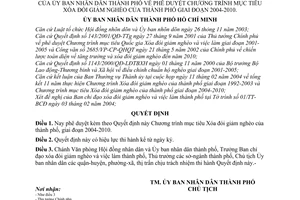 Quyết định 145/2004/QĐ-UB Chương trình mục tiêu Xóa đói giảm nghèo Thành phố 2004-2010