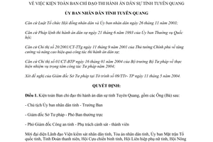 Quyết định 50/2004/QĐ-UB kiện toàn Ban chỉ đạo thi hành án dân sự tỉnh Tuyên Quang