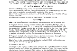 Quyết định 08/2004/QĐ-BGTVT vùng nước cảng biển thành phố Hồ Chí Minh khu vực trách nhiệm Cảng vụ thành phố