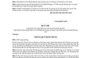 Quyết định 653/2004/QĐ-BTM  Quy chế làm việc Thương vụ Việt Nam ở nước ngoài