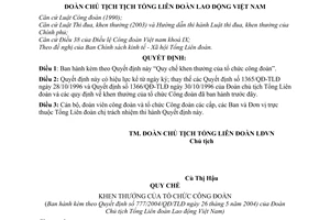 Quyết định 777/2004/QĐ-TLĐ quy chế khen thưởng Tổ chức Công đoàn