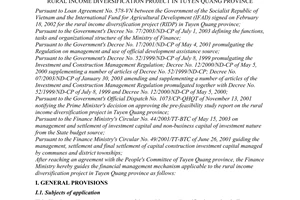 Circular No. 46/2004/TT-BTC, guiding the financial management mechanism applicable to the rural income diversification project in Tuyen Quang province, promulgated by the Ministry of Finance