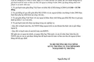 Thông báo 5679/TC-TCĐN thông báo tỷ giá hạch toán ngoại tệ tháng 6/2004