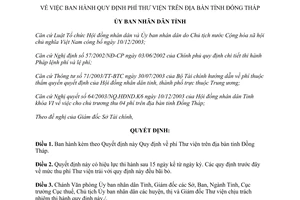 Quyết định 52/2004/QĐ.UB phí thư viện Đồng Tháp