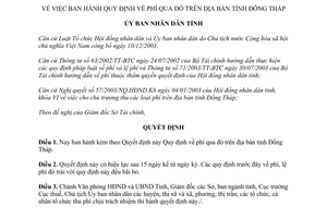 Quyết định 54/2004/QĐ-UB Quy định thu phí qua đò Đồng Tháp