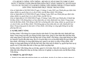 Thông tư liên tịch 02/2004/TTLT-BBCVT-BNV hướng dẫn chức năng nhiệm vụ quyền hạn cơ cấu tổ chức của Sở Bưu chính Viễn thông