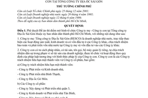 Quyết định  94/2004/QĐ-TTg thí điểm tổ chức, hoạt động mô hình Công ty mẹ con tại Tổng công ty Địa ốc Sài Gòn
