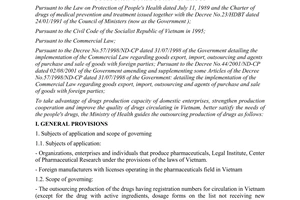 Circular No. 06/2004/TT-BYT guiding the outsourcing production of drugs
