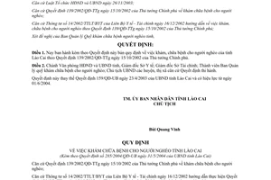 Quyết định 285/2004/QĐ-UB khám chữa bệnh cho người nghèo