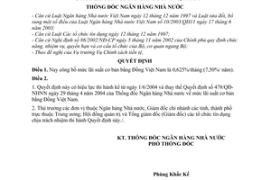 Quyết định 658/QĐ-NHNN mức lãi suất cơ bản bằng Đồng Việt Nam thay thế 478/QĐ-NHNN