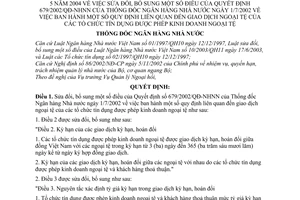Quyết định 648/2004/QĐ-NHNN  giao dịch ngoại tệ tổ chức tín dụng được phép kinh doanh ngoại tệ sửa đổi  679/2002/QĐ-NHNN