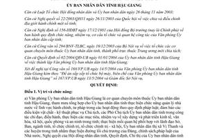 Quyết định 117/2004/QĐ-UB chức năng nhiệm vụ quyền hạn cơ cấu tổ chức bộ máy Hậu Giang