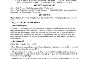 Quyết định 559/QĐ-TTg Chương trình phát triển chợ đến 2010