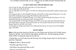 Quyết định 90/2004/QĐ-UB Quy hoạch chi tiết Khu vực Cửa Ô phía Nam Hà Nội, tỷ lệ 1/500 xã Tứ Hiệp, Huyện Thanh Trì, Hà Nội