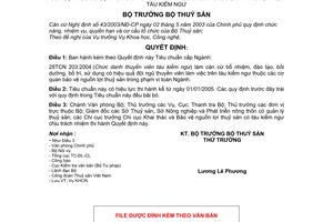 Quyết định 13/2004/QĐ-BTS Tiêu chuẩn chức danh thuyền viên tàu kiểm ngư