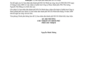 Công văn 2715/VPCP-ĐMDN  chậm cổ phần hoá Công ty Dược thành phố