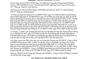 Công văn 1633 TCT/TTr  xin hoàn thuế GTGT mặt hàng van vòi sen