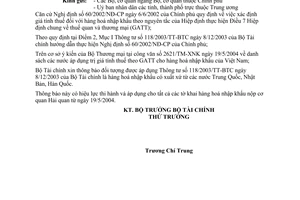 Công văn  6047 TC/CST đối tượng áp dụng TT118/2003/TT-BTC