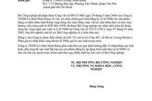 Công văn 2809/CV-KHCN điều chỉnh giải trình đăng ký tỷ lệ nội địa hoá