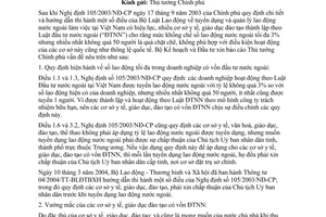 Công văn  3473 BKH/ĐTNN tỷ lệ lao động nước ngoài tối đa trong doanh nghiệp theo quy định NĐ 105/2003/NĐ-CP