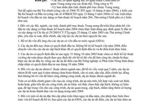 Công văn  791/CP-KTTH triển khai kế hoạch vốn đầu tư xây dựng cơ bản  2004