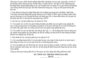 Công văn  2613/TCHQ-GSQL mã HS mặt hàng vải vụn