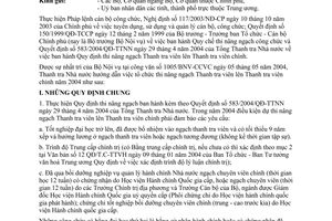 Công văn  810/TTNN-TCCB  hướng dẫn tổ chức thi nâng ngạch TTV lên TTV chính 2004