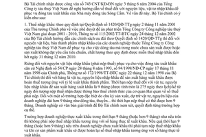 Công văn 6547 TC/CST xử lý thuế nhập khẩu thiết bị, vật tư