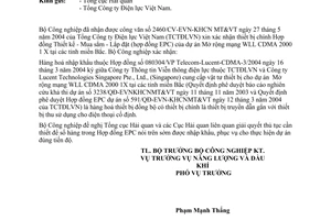 Công văn  2998/CV-NLDK  xác nhận thiết bị chính hợp đồng thiết bị toàn bộ