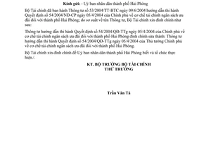 Công văn số 6618 TC/NSNN  đính chính TT 53/2004/TT-BTC