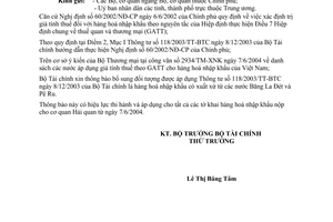 Công văn  6646 TC/CST đối tượng áp dụng TT118/2003/TT-BTC