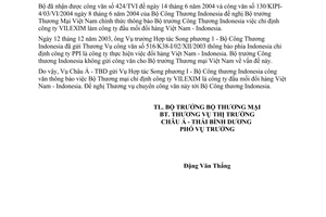 Công văn  2802TM/KV1 đổi hàng