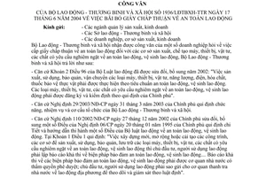 Công văn 1936/LĐTBXH-TTr về việc bãi bỏ giấy chấp nhận an toan lao động