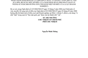 Công văn  3083/VPCP-ĐMDN đính chính NĐ 125/2004/NĐ-CP sửa đổi NĐ 03/2000/NĐ-CP thi hành luật doanh nghiệp