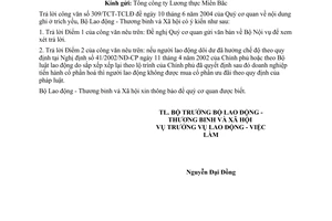 Công văn  1988/LĐTBXH-LĐVL  giải quyết chế độ  lao động dôi dư