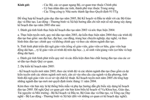 Công văn 3892 BKH/KHGDTN&MT  xây dựng kế hoạch tuyển mới đào tạo 2005