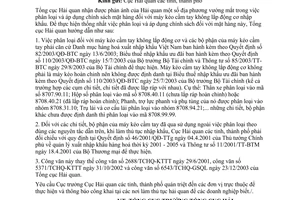 Công văn  2874/TCHQ-GSQL  phân loại hàng máy kéo cầm tay nhập khẩu