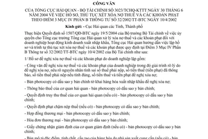 Công văn 3023/TCHQ-KTTT  hồ sơ, thủ tục xét xoá nợ thuế và các khoản phạt theo Điểm 3 Mục 4 Phân B TT 32/2002/T-BTC