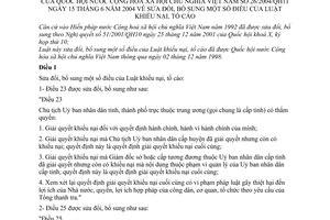 Luật Khiếu nại, Tố cáo 2004 sửa đổi 26/2004/QH11