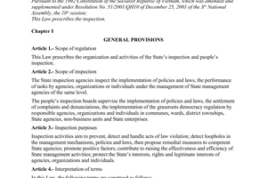 Law No.22/2004/QH11 of June 15, 2004 on inspection