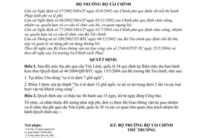 Quyết định 52/2004/QĐ-BTC sửa đổi mức thu phí qua cầu Yên Lệnh, quốc lộ 38
