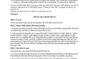 Luật Bảo vệ, chăm sóc và giáo dục trẻ em 2004 25/2004/QH11