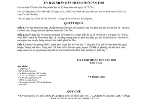 Quyết định 254/2004/QĐ-UB quản lý bảo tồn di tích lịch sử văn hóa danh lam thắng cảnh Cần Thơ