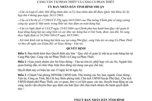 Quyết định 47/2004/QĐ-UBBT quản lý trật tự an toàn hàng hải Cảng Phú Quý Cảng Phan Thiết Bình Thuận