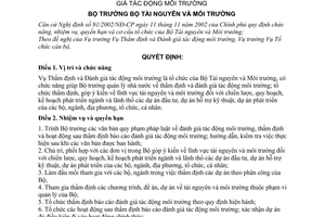 Quyết định 14/2004/QĐ-BTNMT chức năng, nhiệm vụ, quyền hạn Vụ Thẩm định Đánh giá tác động môi trường