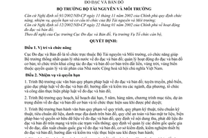 Quyết định 12/2004/QĐ-BTNMT chức năng, nhiệm vụ, quyền hạn cơ cấu tổ chức Cục Đo đạc và Bản đồ