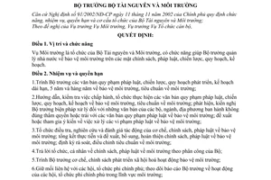 Quyết định 13/2004/QĐ-BTNMT chức năng, nhiệm vụ, quyền hạn Vụ Môi trường